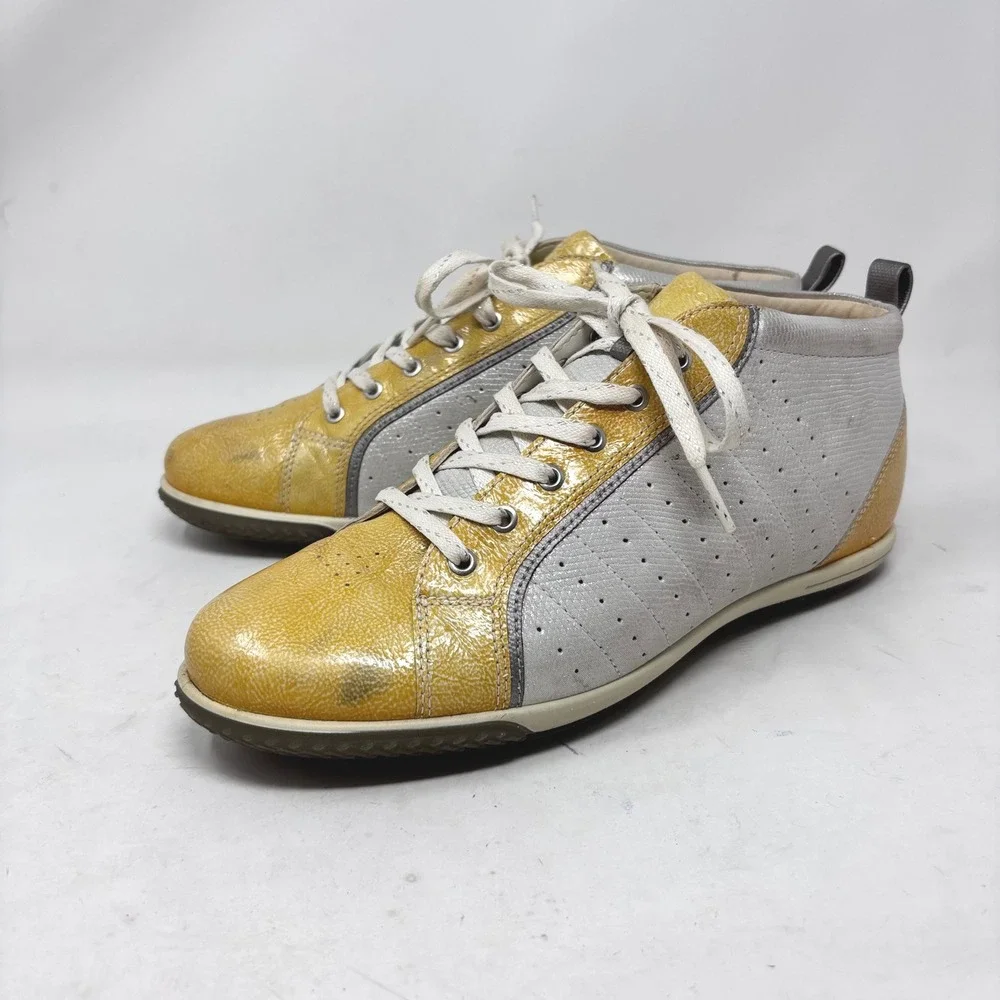 ECCO MEN OR WOMENS GOLF STRIKE HYDROMAX LEATHER GOLF SHOES IN GRAY AND YELLOW ECCO Gray Golf Shoes for Men for sale | eBay main image 3